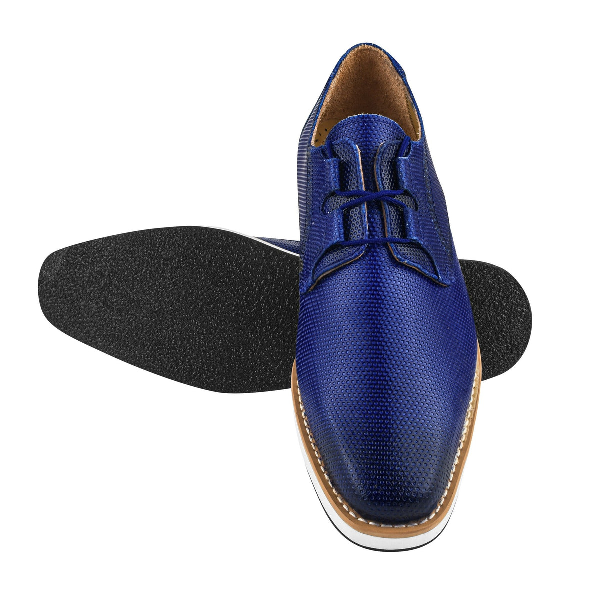 Eric Genuine Leather Oxford Style Lace-Up Dress Shoes for Men, Royal Blue / 11.5