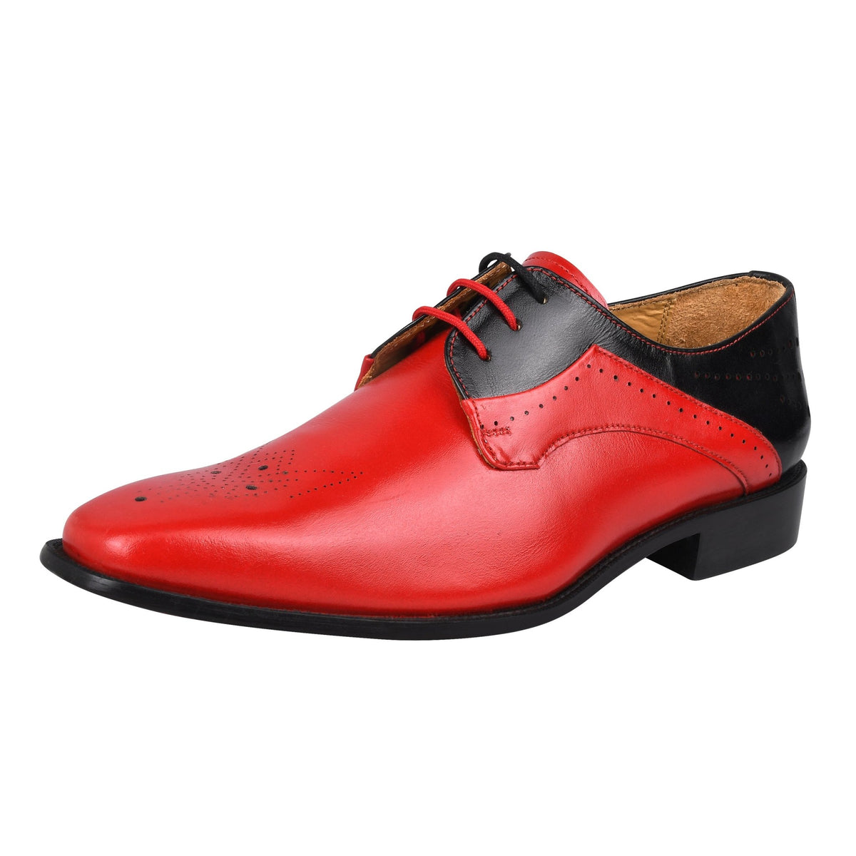 David Oxford Dress Shoes for Men Upper Semi Brogue Lace Up Shoes, Red/ Black / 8.5 - LIBERTYZENO David Oxford Dress Shoes for Men Upper Semi Brogue Lace Up Shoes, Red/ Black / 8.5 - LIBERTYZENO