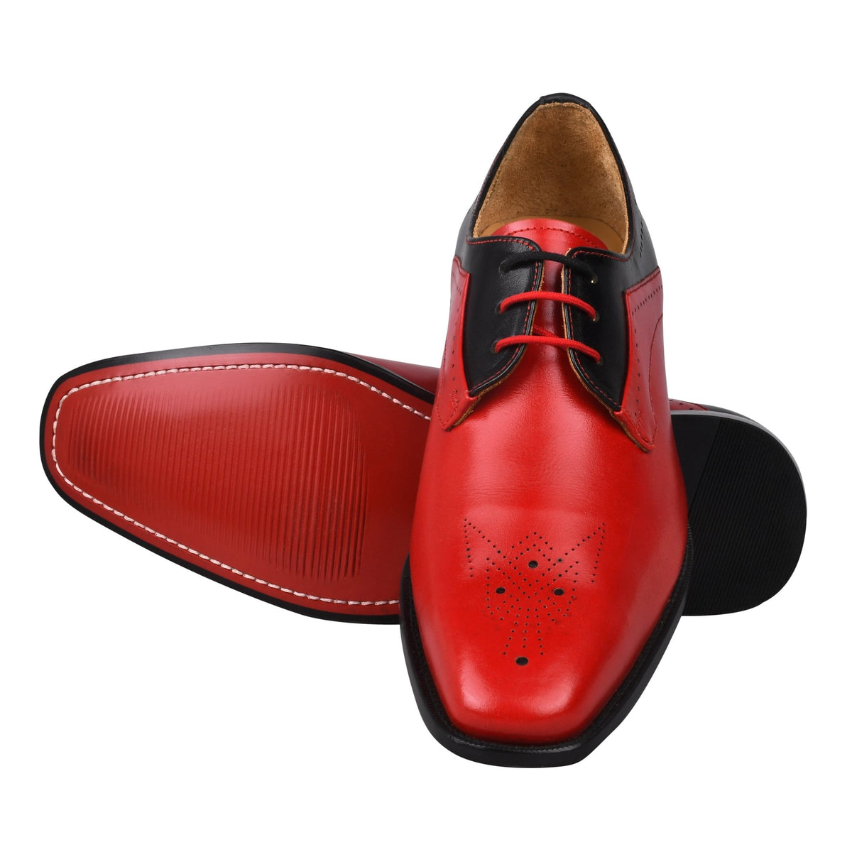 David Oxford Dress Shoes for Men Upper Semi Brogue Lace Up Shoes, Red/ Black / 9 - Libertyzeno David Oxford Dress Shoes for Men Upper Semi Brogue Lace Up Shoes, Red/ Black / 9 - Libertyzeno