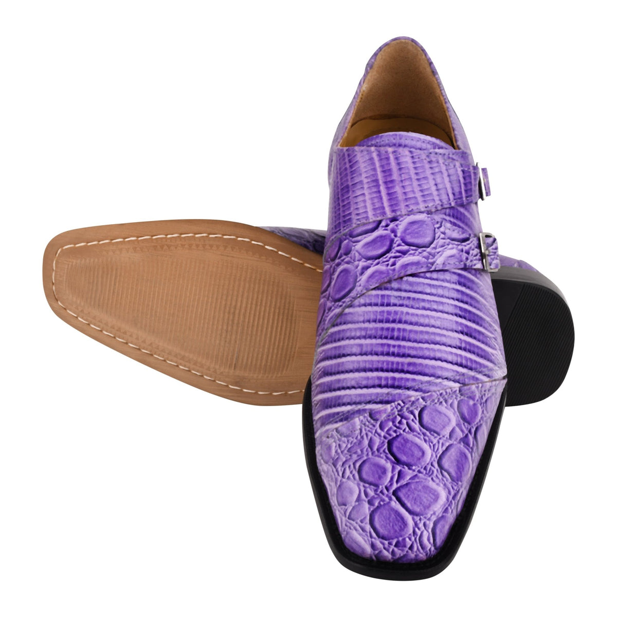 GRACE Genuine Leather Oxford Style Monk Straps GRACE Genuine Leather Oxford Style Double Monk Strap Shoes  main image 3