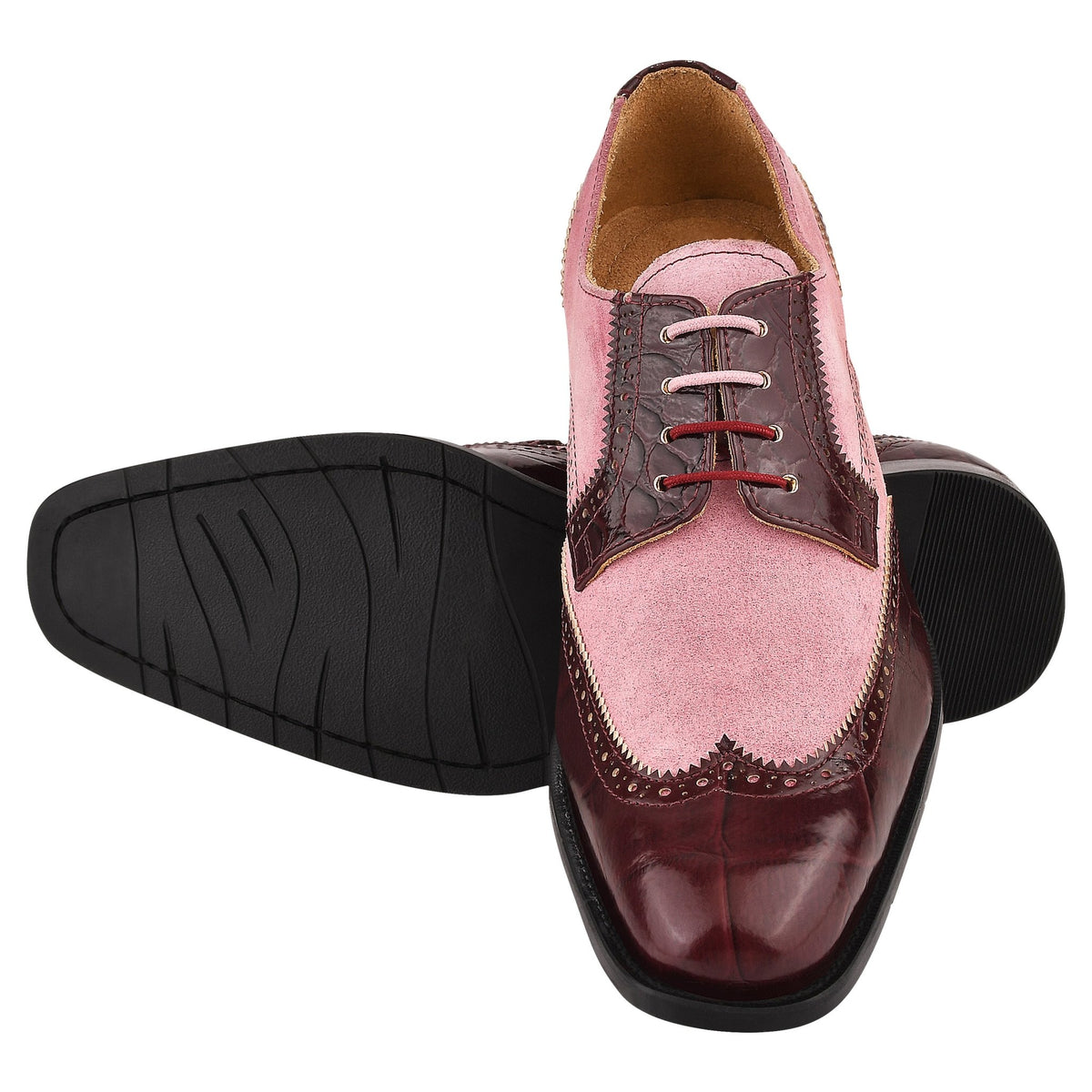 Macon Leather and Suede Crocodile Printed Oxford Dress Shoes Macon Leather and Suede Crocodile Printed Oxford Dress Shoes