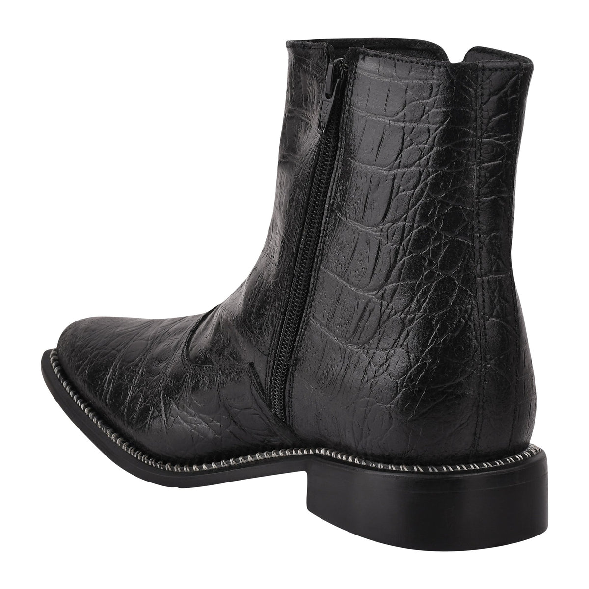 SANDRA Leather Ankle Length Side Zip Up Boots for Men (Black SANDRA Leather Ankle Length Side Zip Up Boots for Men (Black