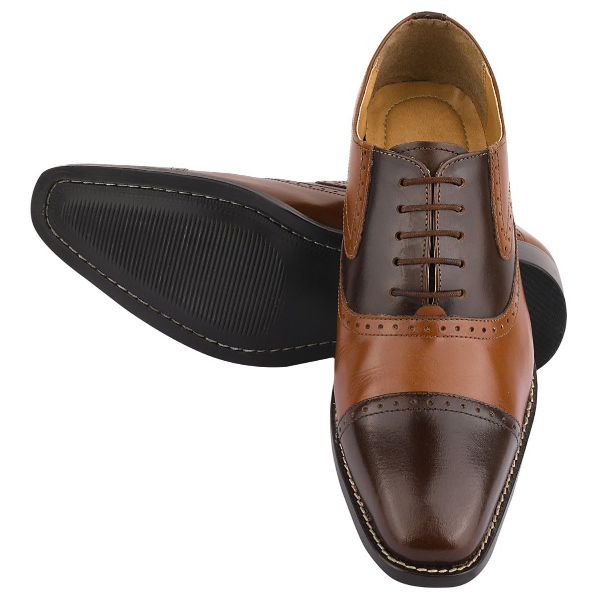 Suave Leather Oxford Style Cap Toes Dress Shoes for Men 