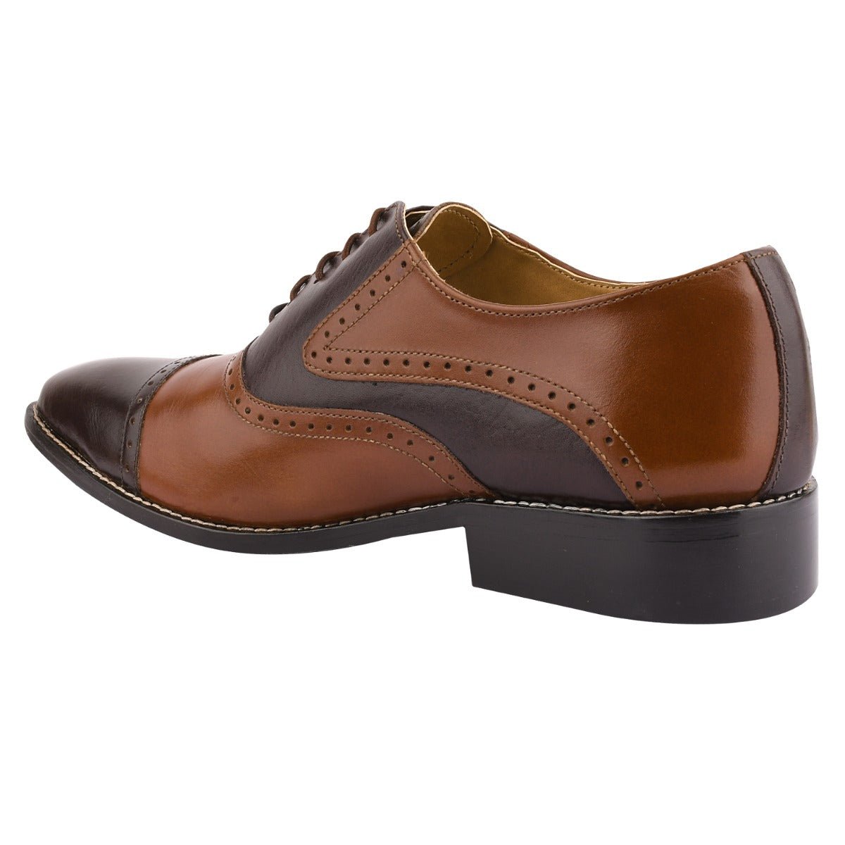 LIBERTYZENO Mens Brown Leather Oxford Style Lace up Dress Shoes Suave Leather Oxford Style Cap Toes Dress Shoes for Men  main image 2