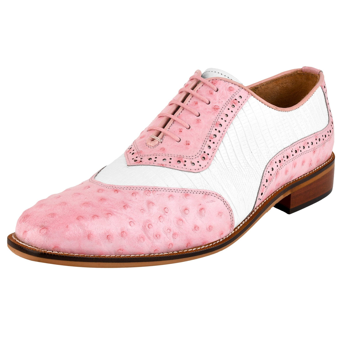 William Genuine Leather Two Tonned Lizard/Ostrich Print Oxford Shoes William Genuine Leather Two Tonned Lizard/Ostrich Print Oxford Shoes