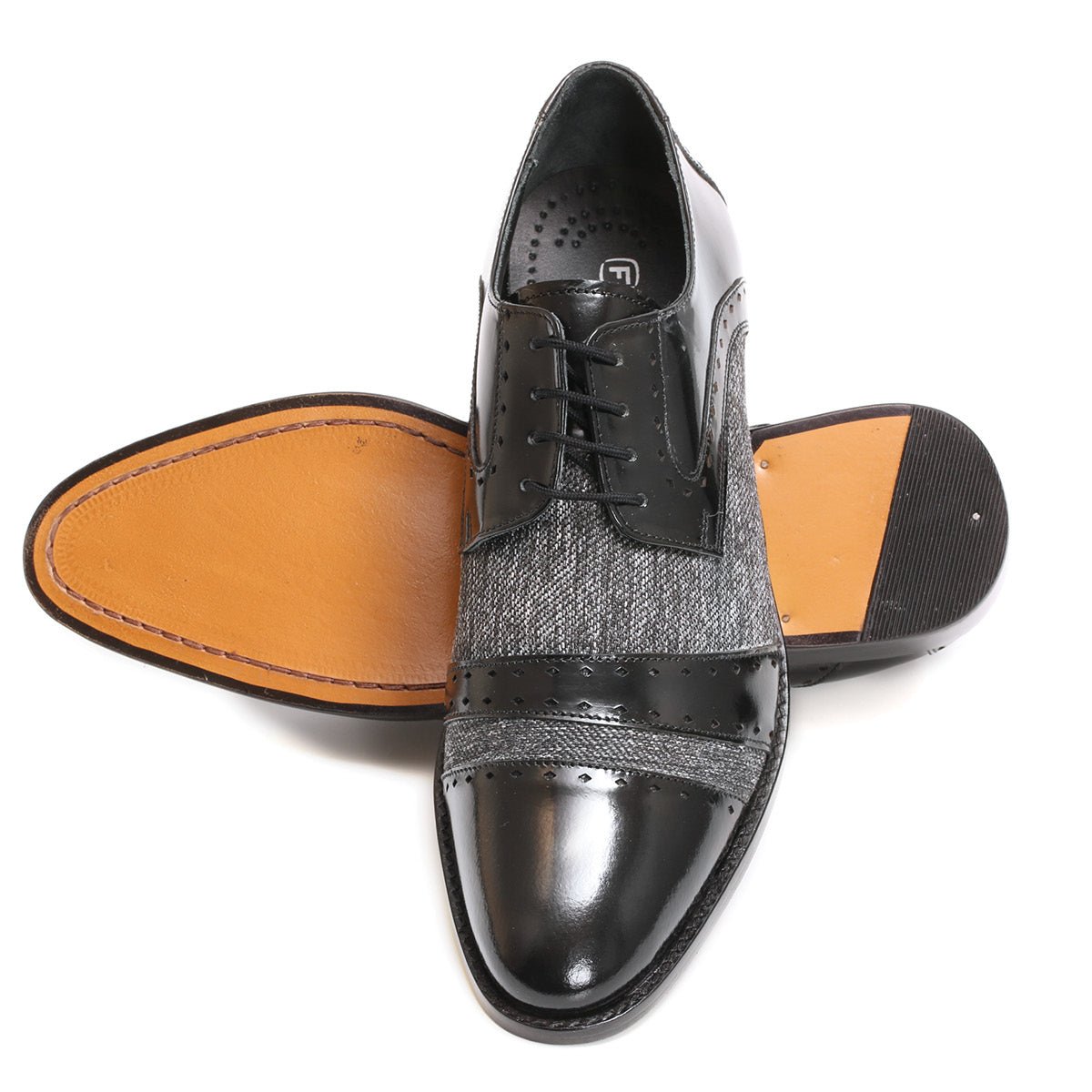 Yuma Leather, Textile Derby Style Dress Shoes 1008-brown-1.jpg?v=1709359895 main image 2