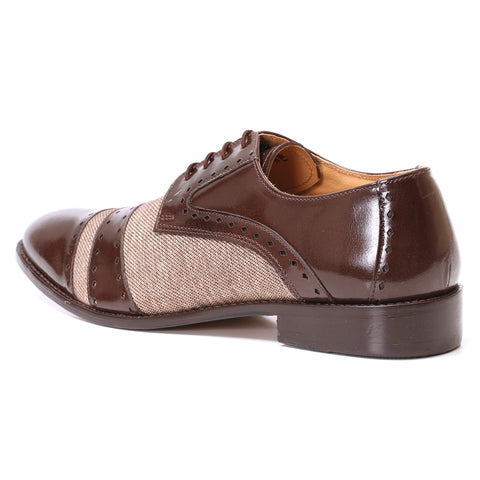 Yuma Leather Textile Derby Style Dress Shoes