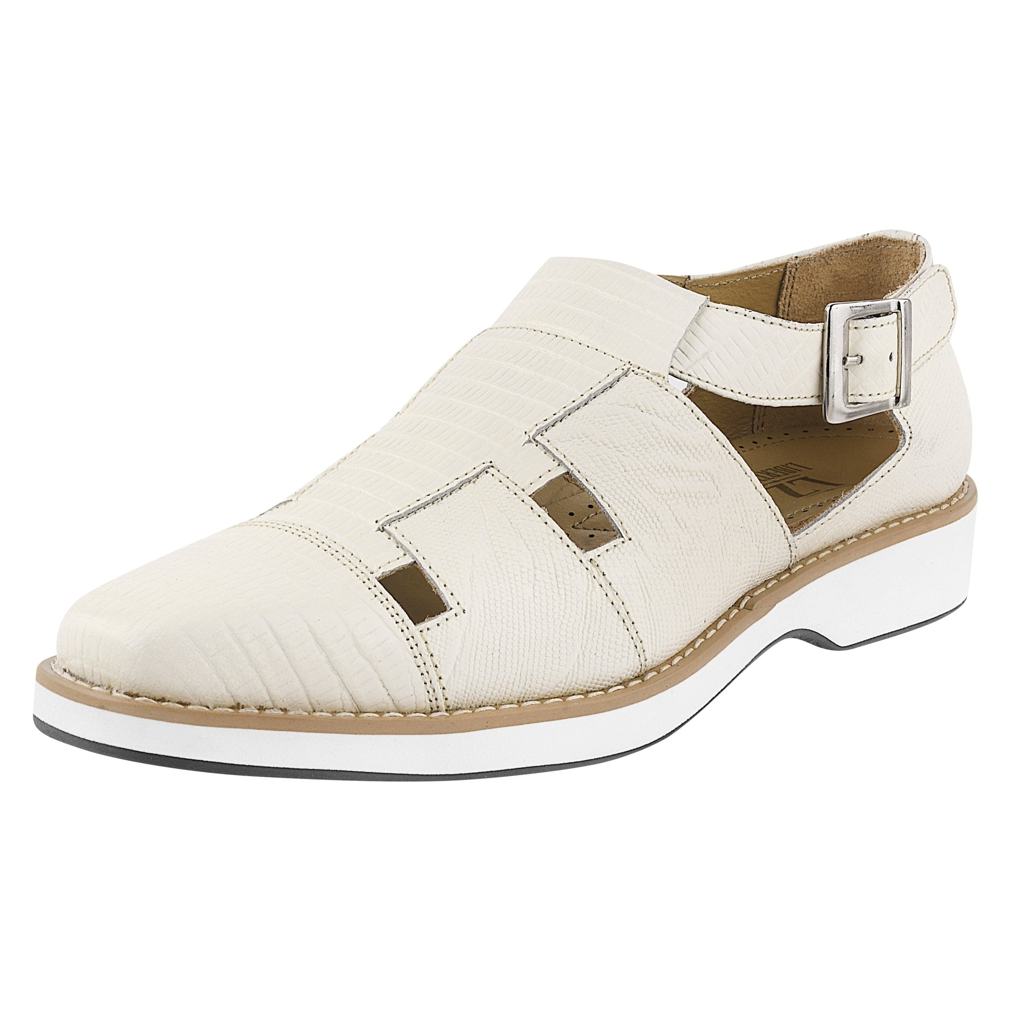 Adam Mens Fisherman Lizard Print Genuine Leather Buckle Closure Sandals, Cream / 10 - LIBERTYZENO Adam Mens Fisherman Lizard Print Genuine Leather Buckle Closure Sandals, Cream / 10 - LIBERTYZENO