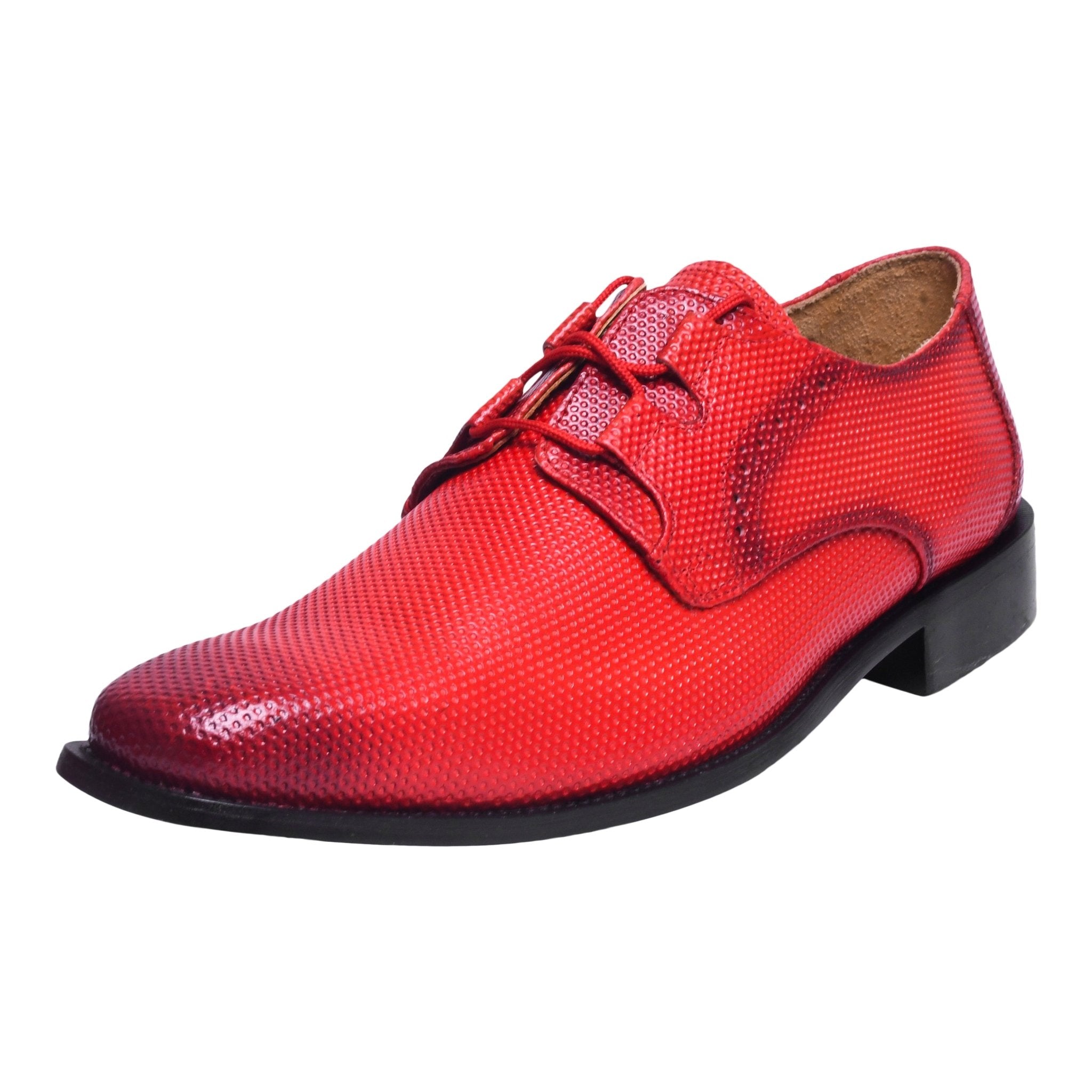Blacktown Manmade Leather Tread Design Men's Oxford Dress Shoes, Red / 10
