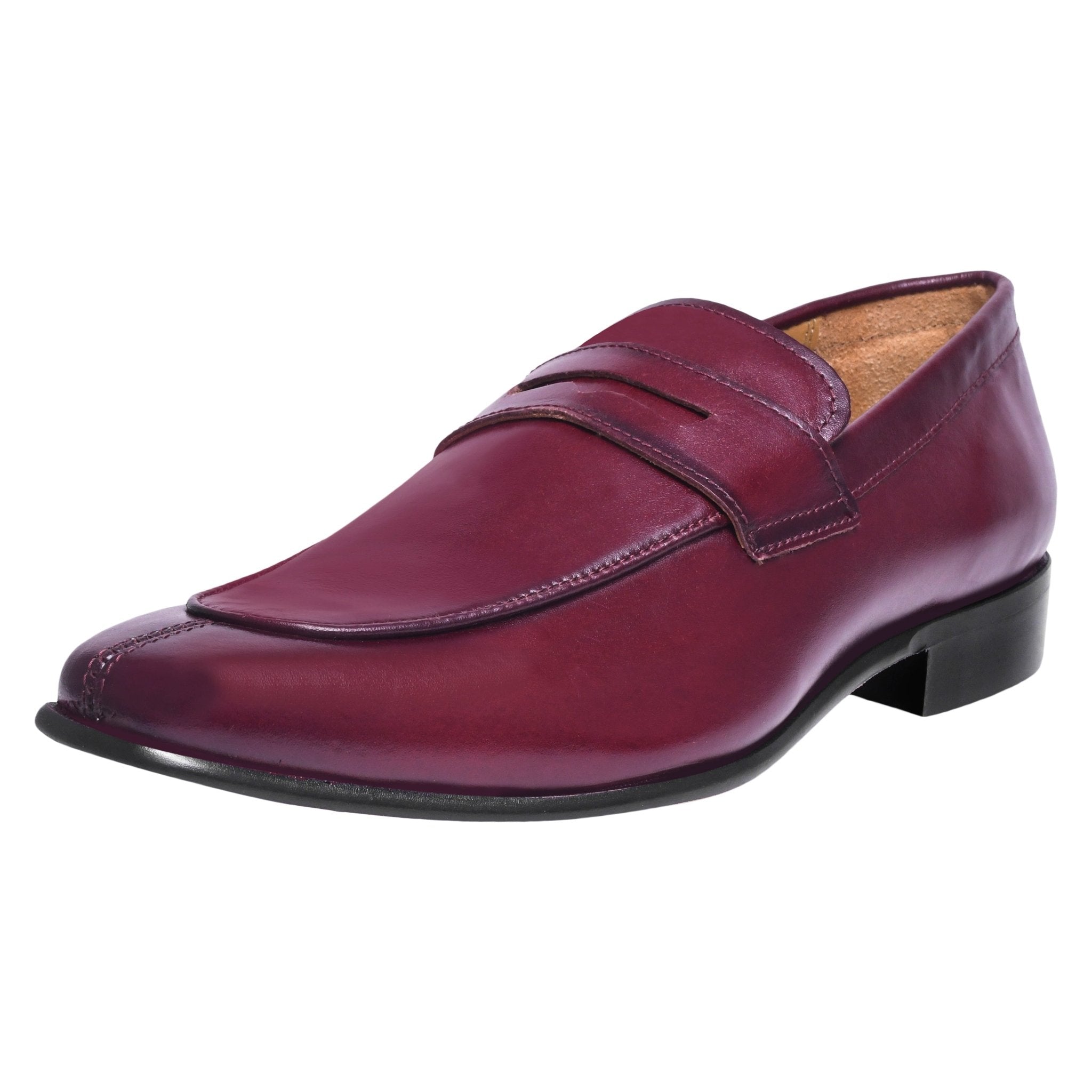 Charles Handmade Leather Slip-On Men Loafer Shoes, Burgundy / 9.5 - LIBERTYZENO Charles Handmade Leather Slip-On Men Loafer Shoes, Burgundy / 9.5 - LIBERTYZENO