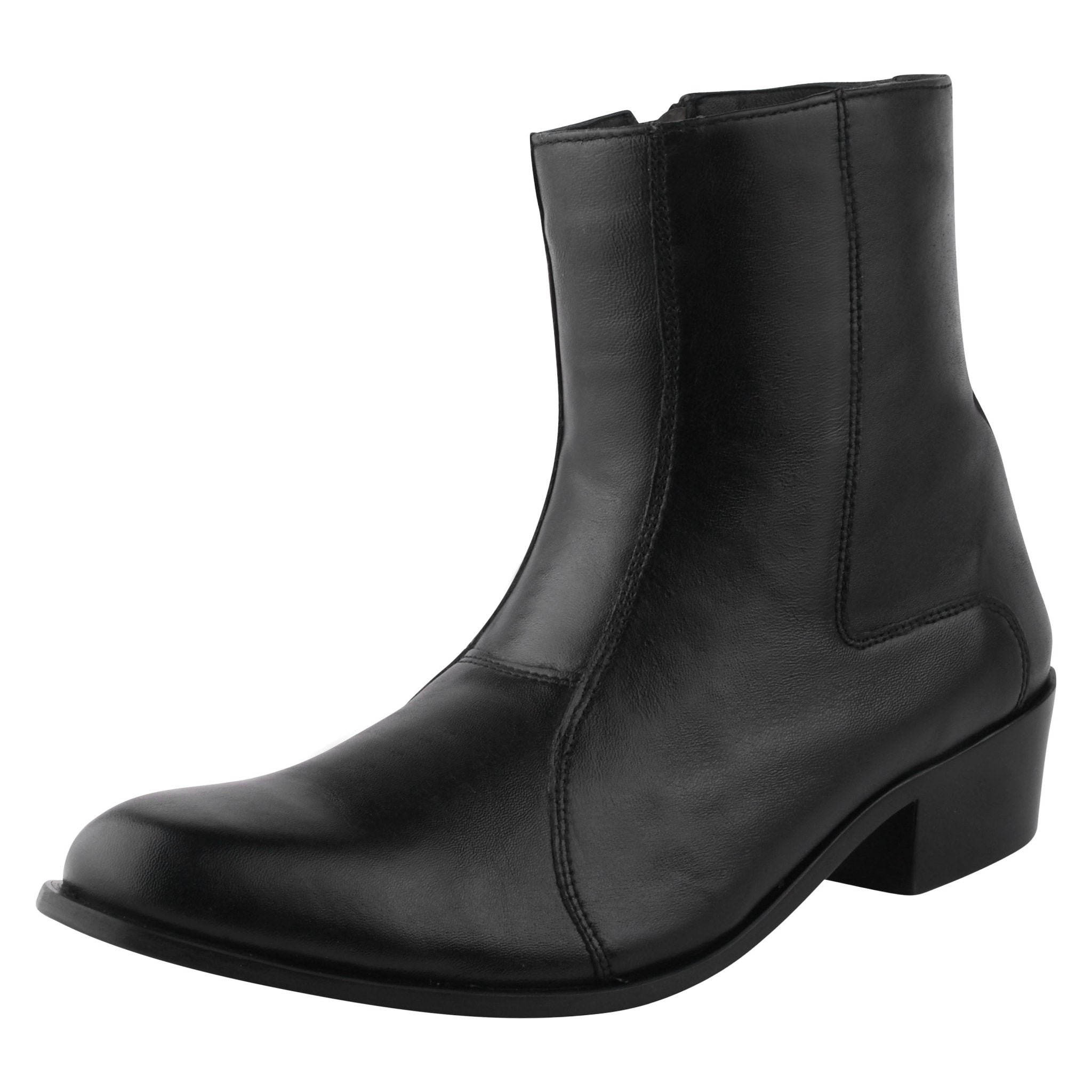 Jazzy Jackman Leather Side Zipper 1.5 inch Heel Men's Ankle Length Boots, Black / 13 - Libertyzeno Jazzy Jackman Leather Side Zipper 1.5 inch Heel Men's Ankle Length Boots, Black / 13 - Libertyzeno