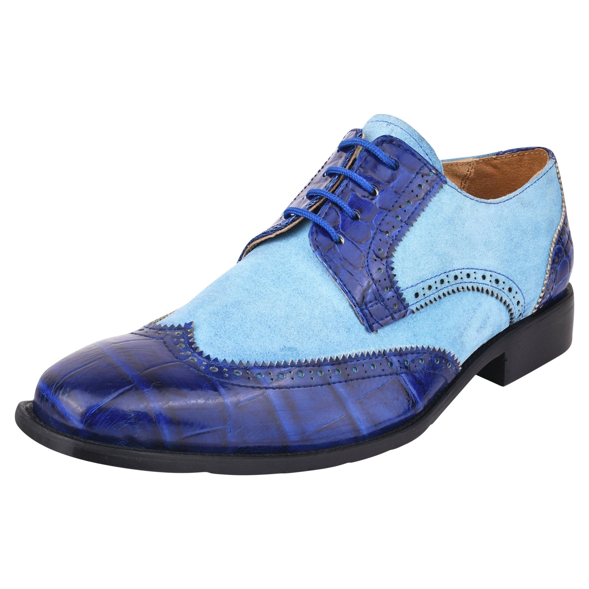 LibertyZeno Mens Grey Genuine Leather Croco/Suede Printed Oxford Dress … THOMAS Genuine Leather Oxford Men main image 2