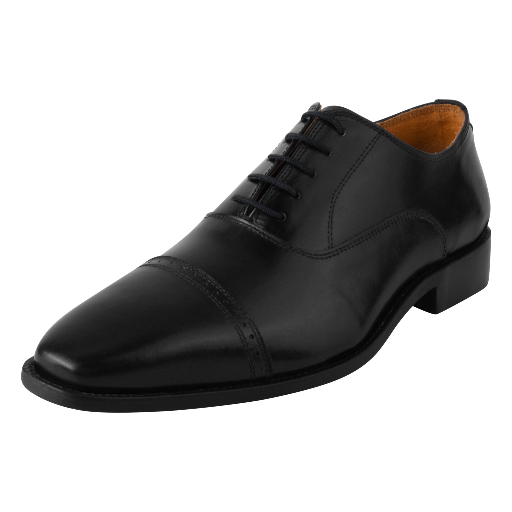 Oscar Mens Leather Lace Up Oxford Designer Dress Shoes, Black / 13