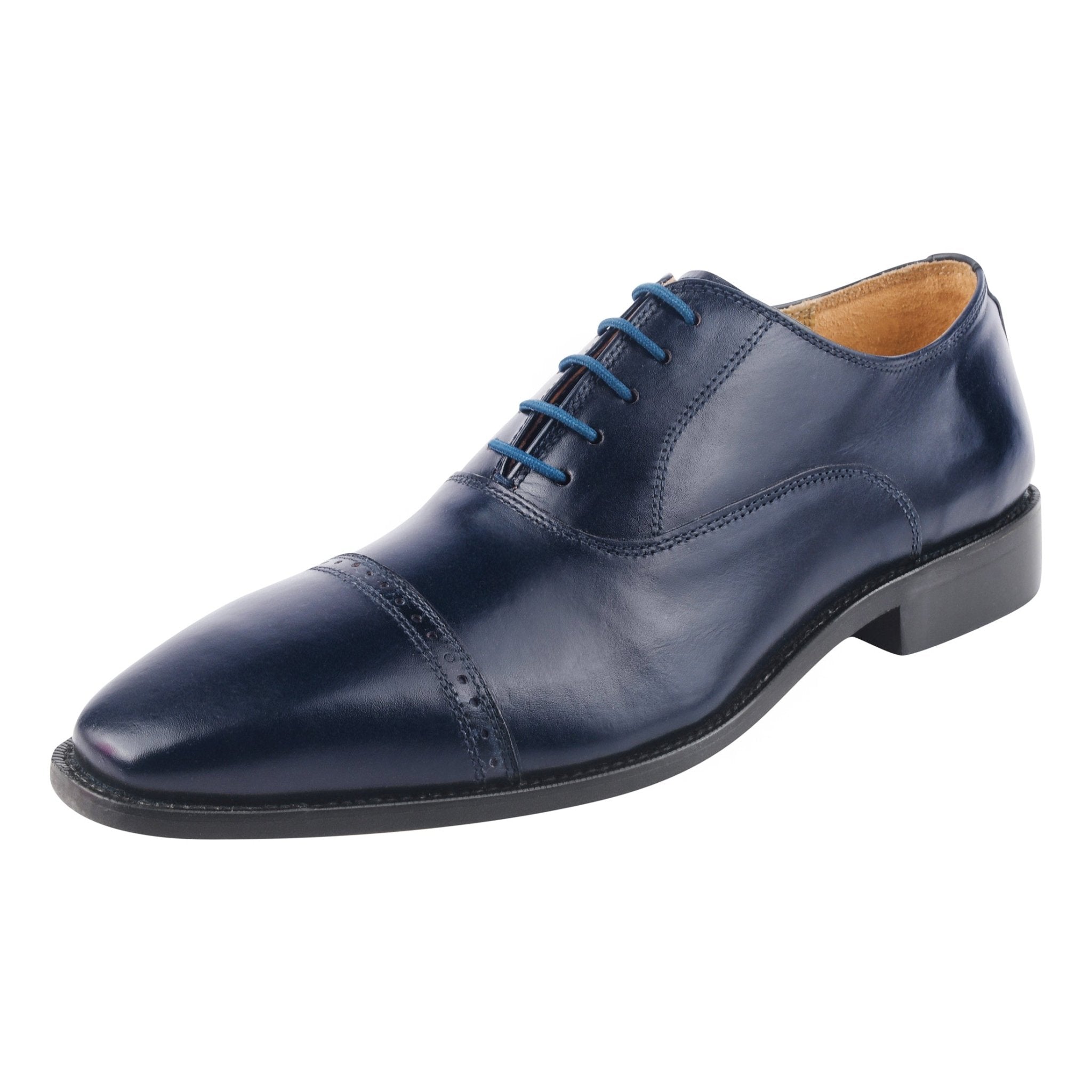 Oscar Mens Leather Lace up Oxford Designer Dress Shoes, Navy / 13