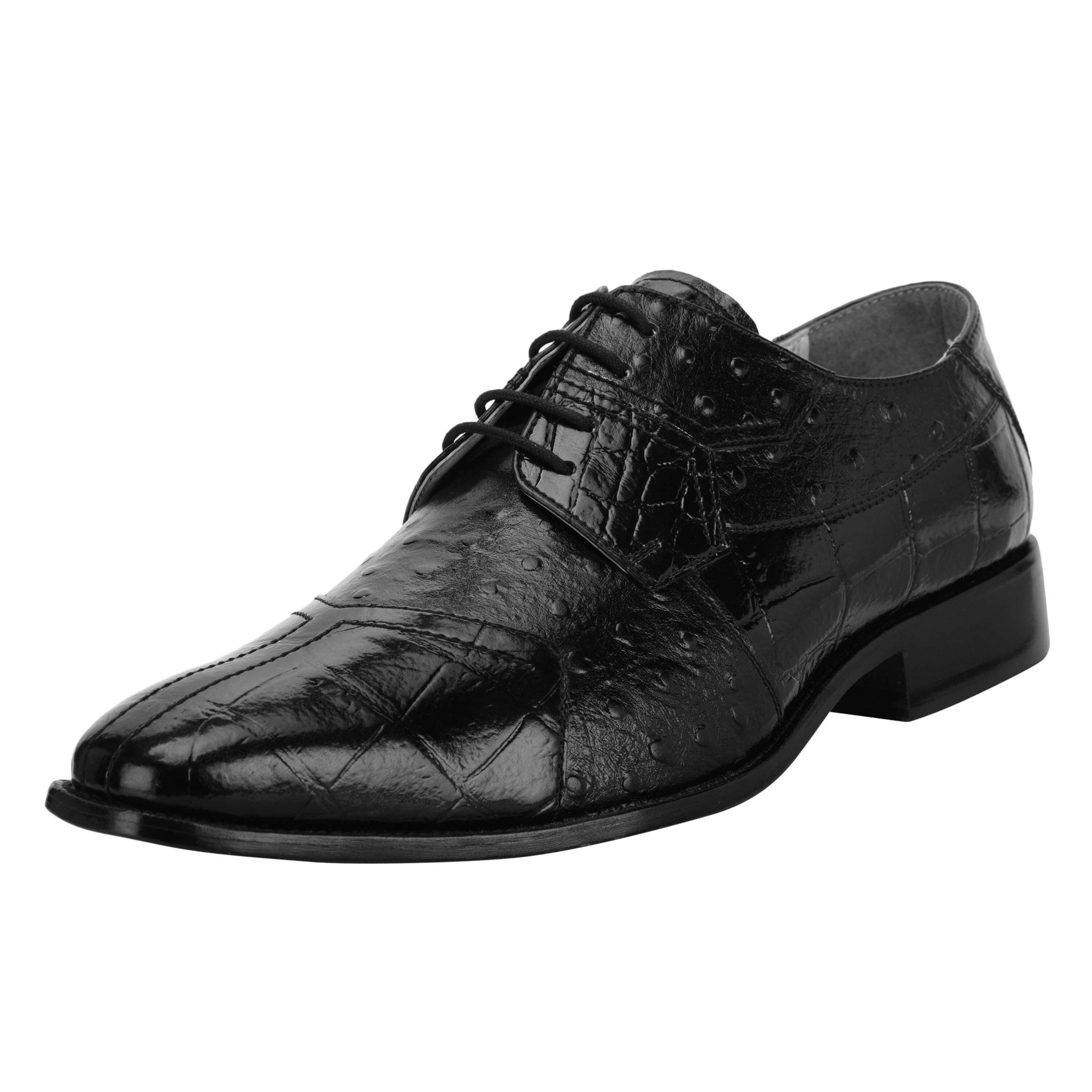 Sassy Crocodile-Ostrich Print Lace-Up Dress Shoes for Men LIBERTYZENO Sassy Crocodile-Ostrich Print Lace-Up Dress Shoes for Men LIBERTYZENO