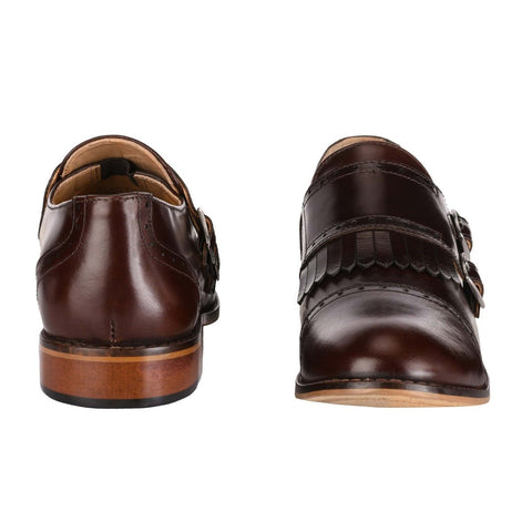 Auburn Leather Oxford Style Monk Straps - LIBERTYZENO