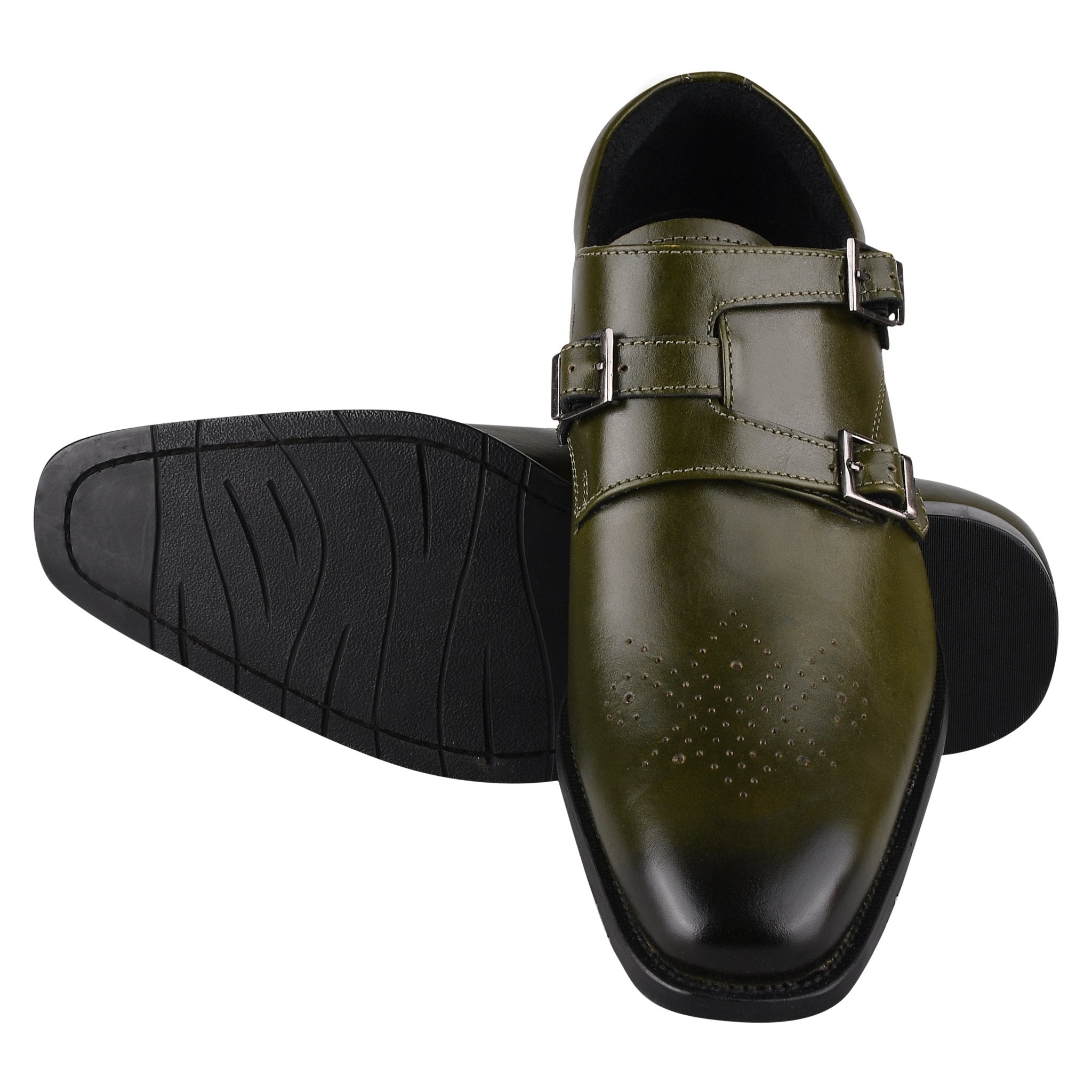 Chatswood Leather Oxford Style Monk Straps Shoes for Men Black, Grey
