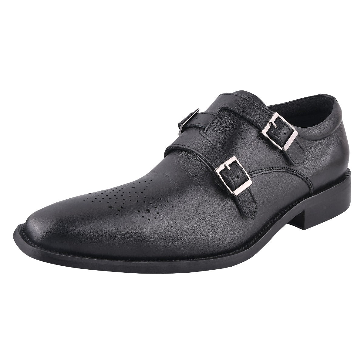 Chatswood Leather Oxford Style Monk Straps Shoes for Men Black, Grey