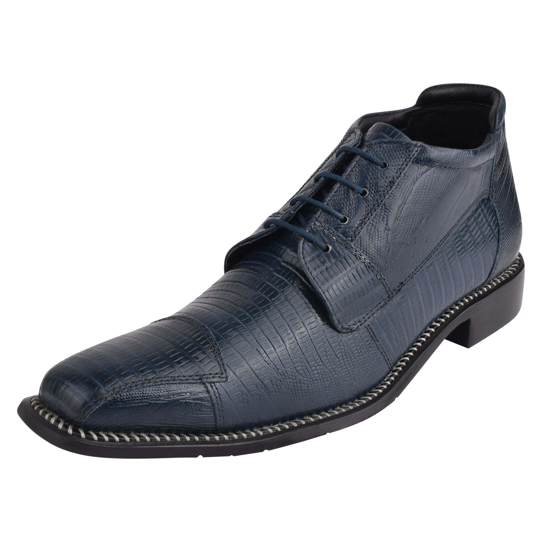Foxx Premium Leather Lace-Up Boots for Men - Navy and 