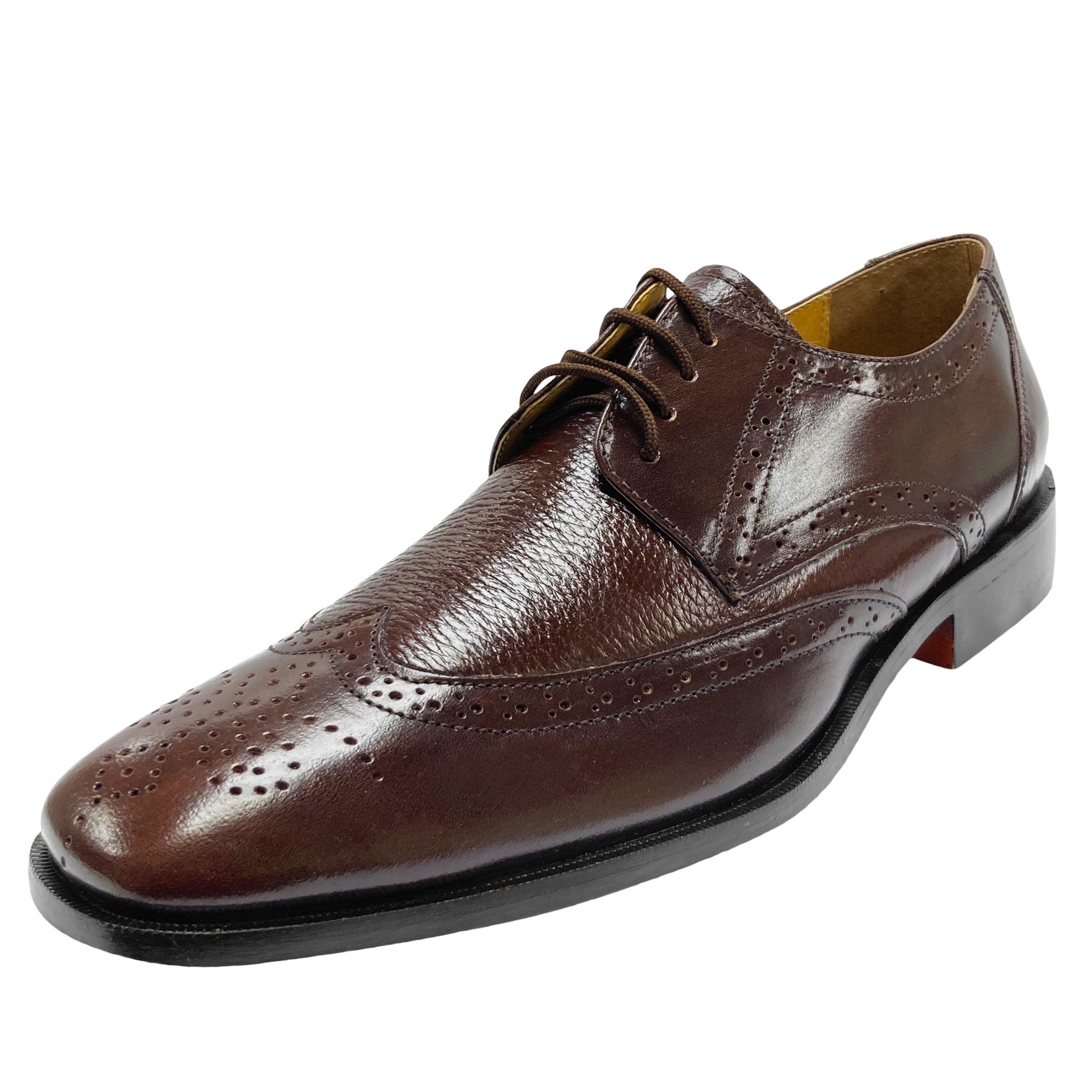 Genuine Leather Brown Lace-Up Business Shoes for Men 