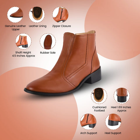 Natty Leather Ankle Length women Boots - LIBERTYZENO