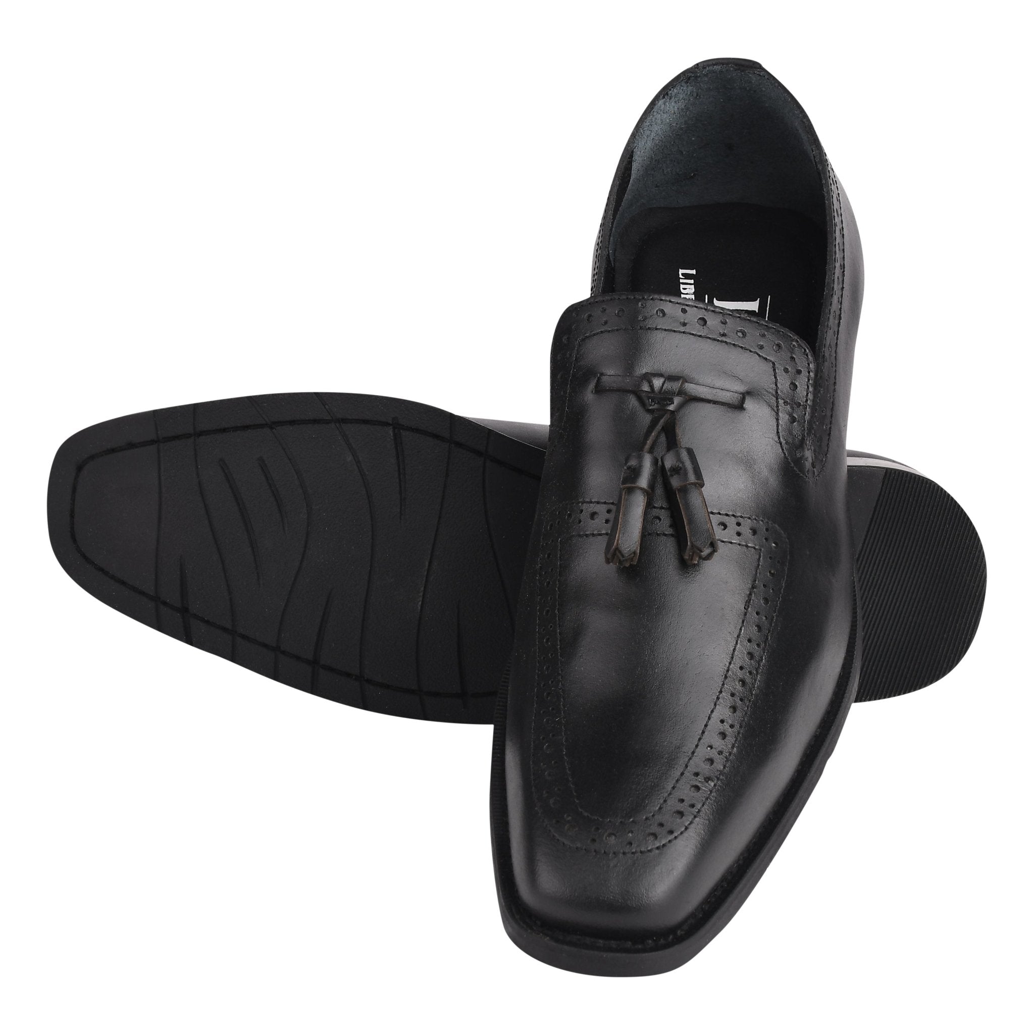 Men's Tassel Loafer Full Grain Leather Tassels Shoes in Black, Brown ...