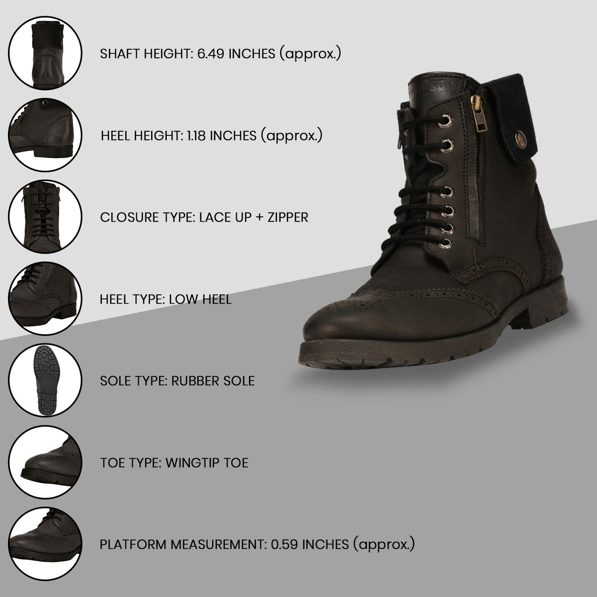 Tom Full Grain Leather Ankle Length Boots for Men in Black and Brown ...