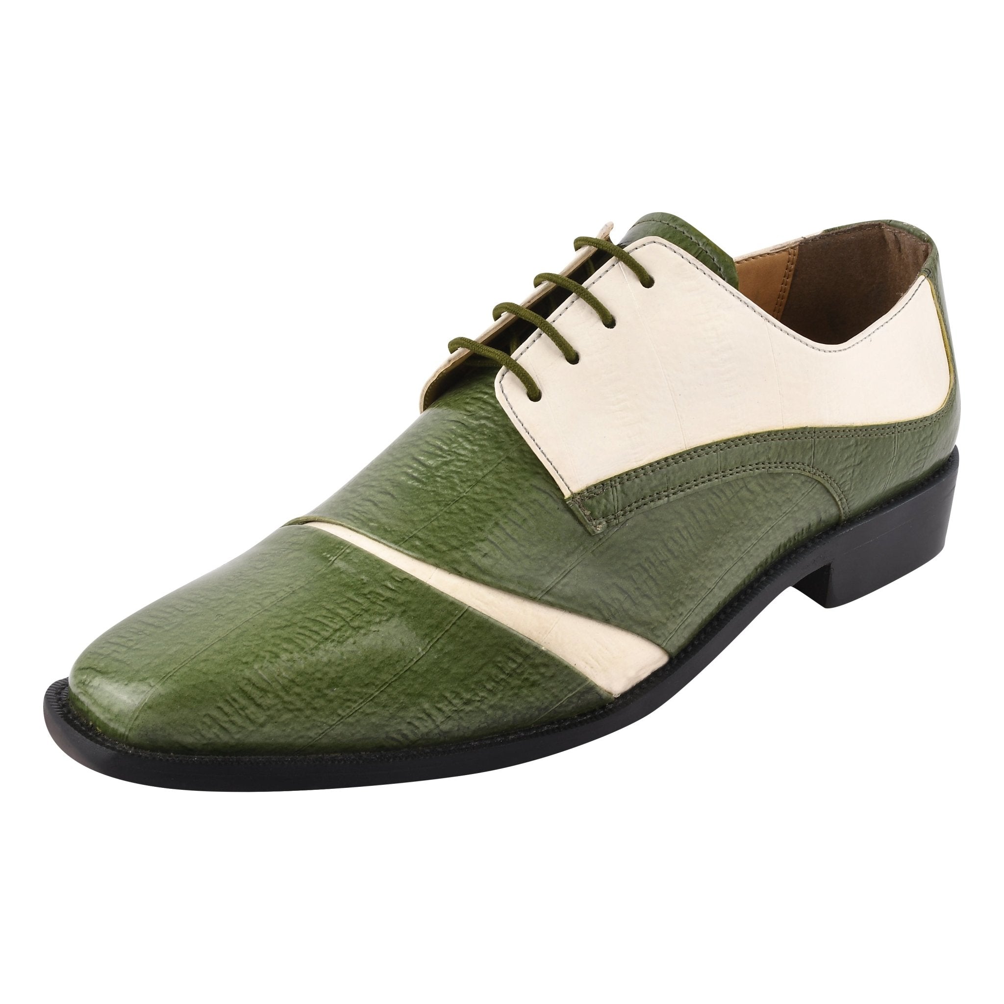 Tour Leather Two Toned Oxford Style Men's Dress Shoes, EEL Print Leather Upper Design – LIBERTYZENO Tour Leather Two Toned Oxford Style Men's Dress Shoes, EEL Print Leather Upper Design – LIBERTYZENO